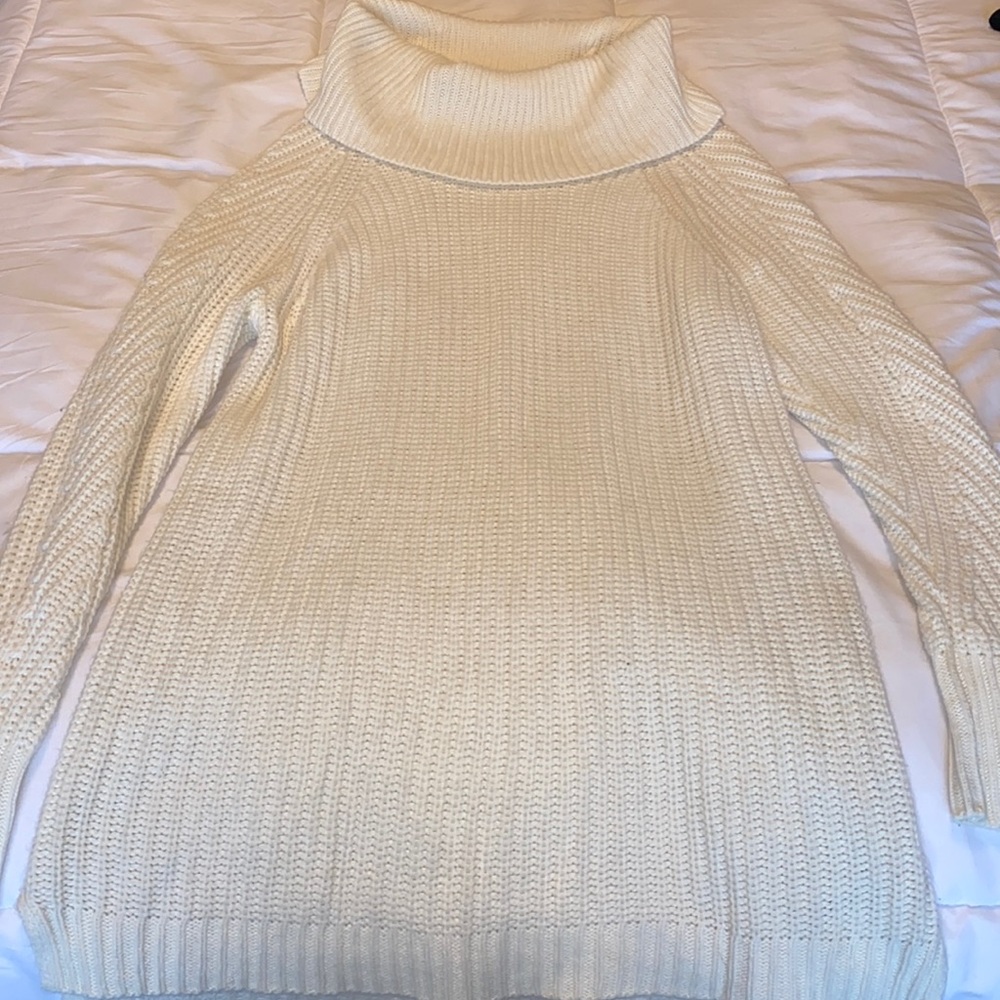 Cowl neck sweater dress